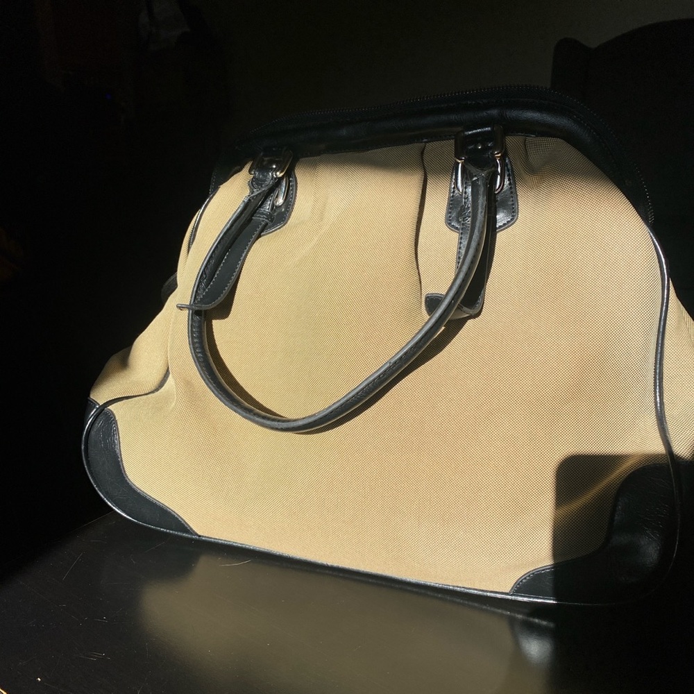 Prada Jacquard Canvas Leather Hobo Shoulder Bag